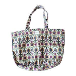 NWOT Sezane Multicolor Floral Cotton Canvas Large Shopper Tote Bag